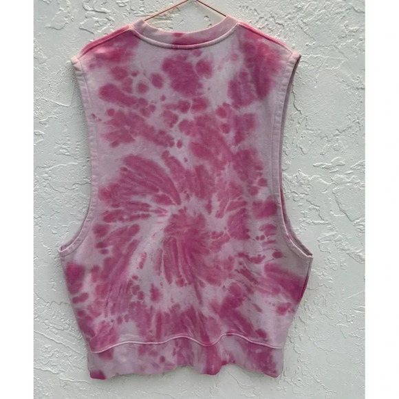 Zara Mens Pullover Crew Neck Sleeveless Vest Top Tie Dye Pink Sz M - Picture 3 of 7